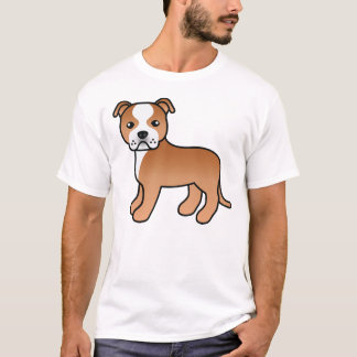 Red And White Staffordshire Bull Terrier Dog T-Shirt
