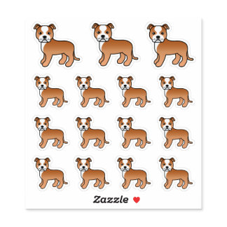 Red And White Staffordshire Bull Terrier Dogs Sticker
