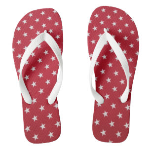 Red and White Star Flip Flops