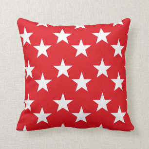 Red and White Star Pattern Accent Pillow