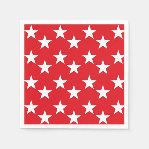 Red and White Star Print Paper Napkins