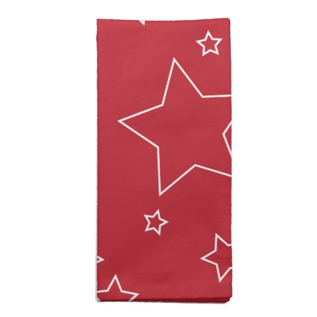 Red and White Stars 4th of July Cloth Napkins (Folded)