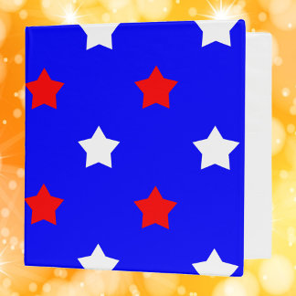 Red and White Stars Blue Background 3 Ring Binder