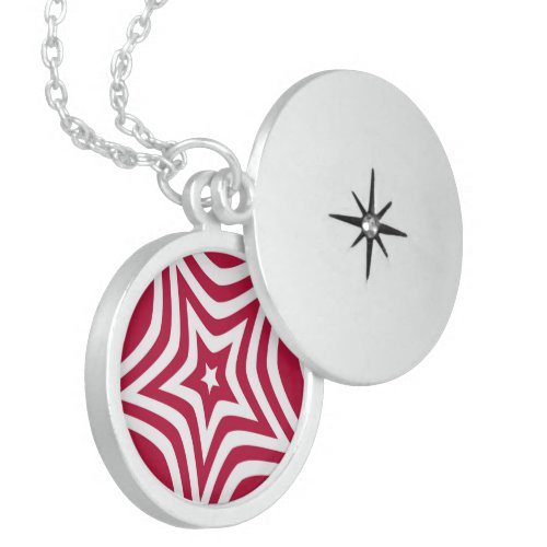 Red and White Stars Color Design  Locket Necklace