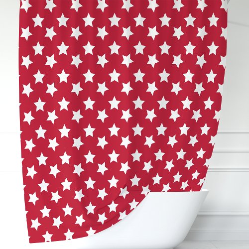 Red And White Stars Shower Curtain