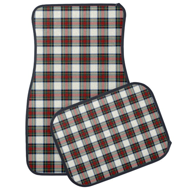 Red and White Stewart Clan Scottish Plaid Car Mat (Set)