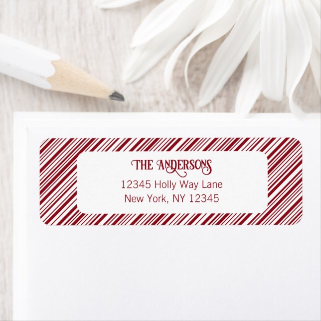 Red and White Stripe Address Label (Insitu)