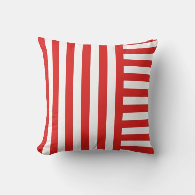 Red and White Stripe Christmas Pillow (Front)