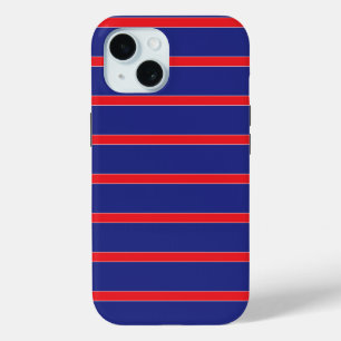 Red and white stripe on navy blue iPhone 15 case