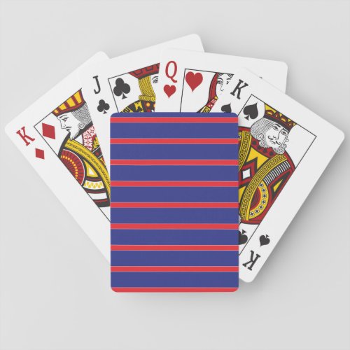 Red and white stripe on navy blue playing cards