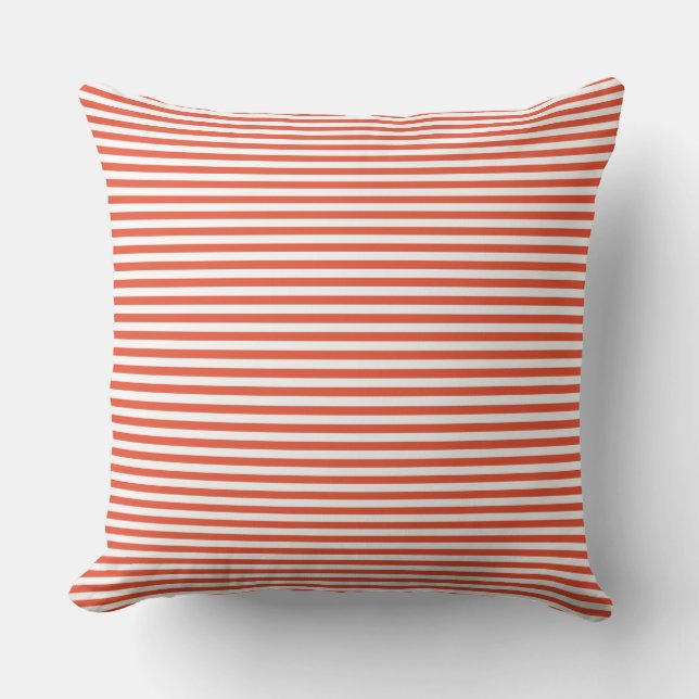 Red and White Stripe Outdoor Pillow (Front)