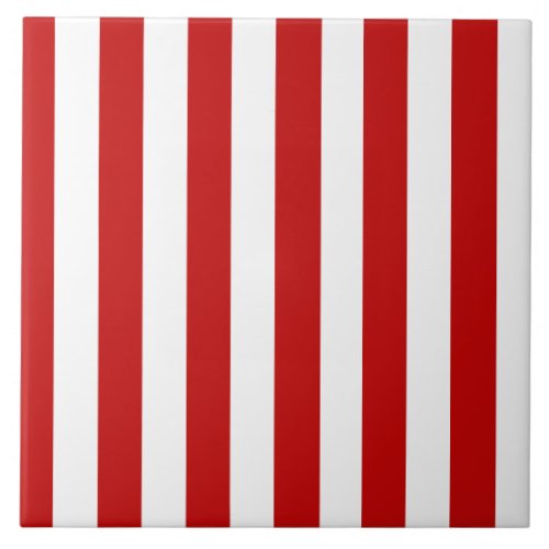 Red and White Stripe Pattern Ceramic Tile