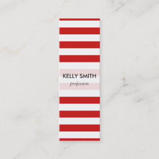 Red and White Stripe Pattern Mini Business Card