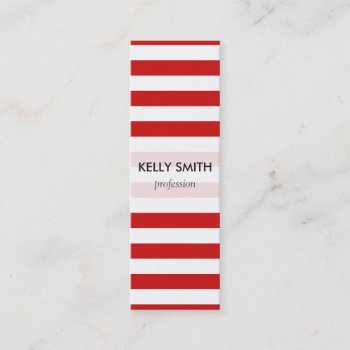 Red And White Stripe Pattern Mini Business Card by allpattern at Zazzle