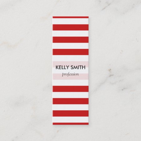 Red And White Stripe Pattern Mini Business Card