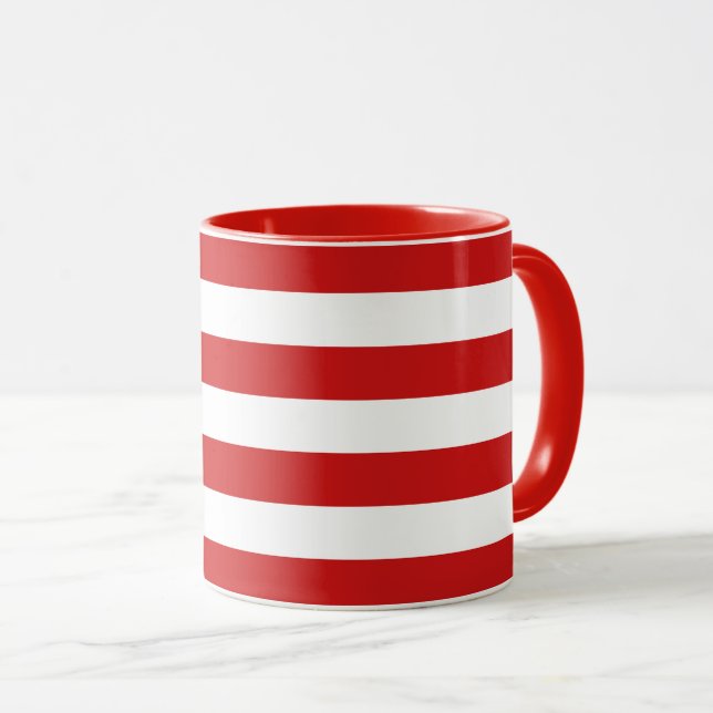 Red and White Stripe Pattern Mug (Front Right)