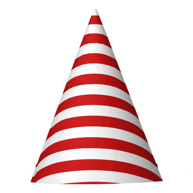 Red and White Stripe Pattern Party Hat (Front)