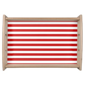 Red And White Stripe Pattern Serving Tray by allpattern at Zazzle