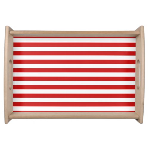 Red and White Stripe Pattern Serving Tray