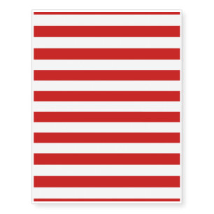 Red and White Stripe Pattern Temporary Tattoos