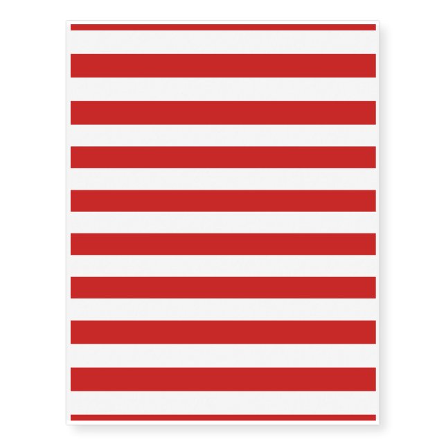 Red and White Stripe Pattern Temporary Tattoos (Front)