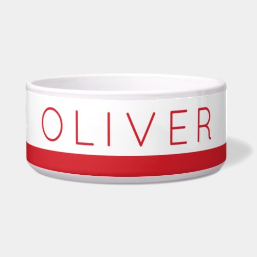 Red and White Stripe Personalized Dog Food  Water Bowl