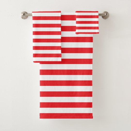 Red and White Striped Bath Towel Set | Zazzle.com
