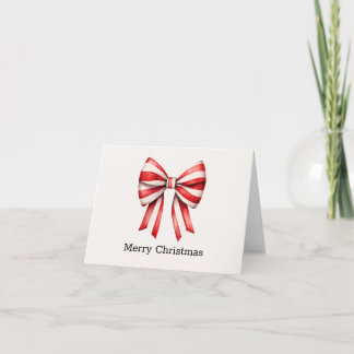 Red and White Striped Bow Gift or Holiday Card