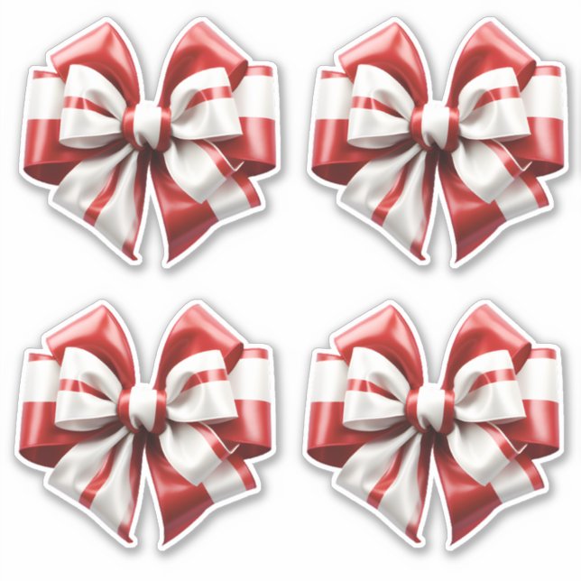 Red and White striped bow Sticker (Front)