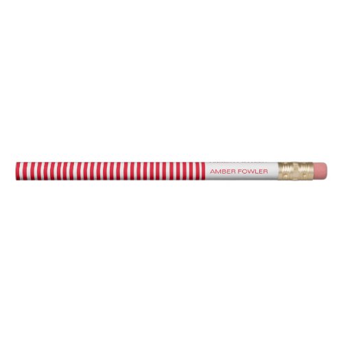 Red and White Striped Candy Back To School   Pencil