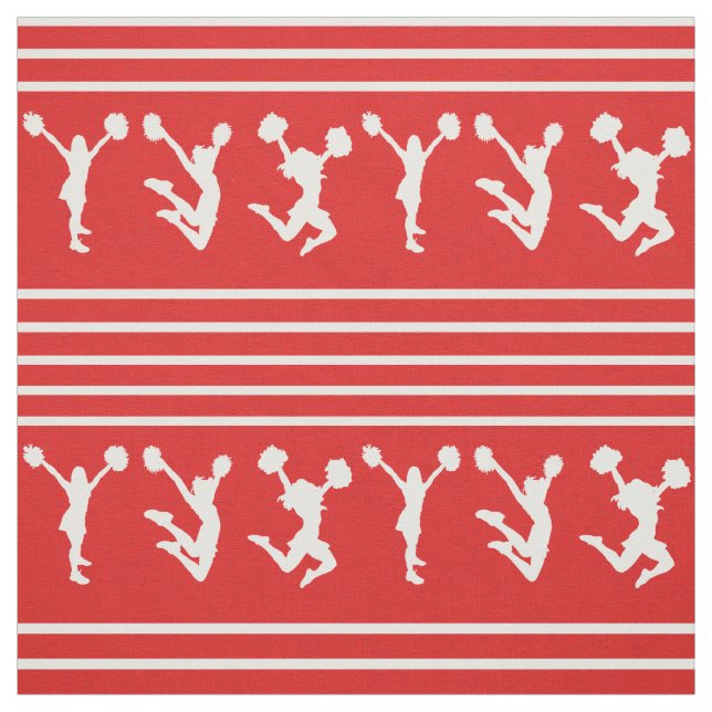 Red and White Striped Cheerleading or Pom Fabric (Swatch)