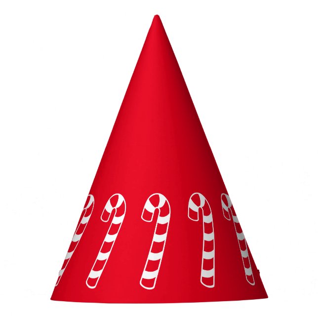 Red And White Striped Christmas Candy Canes Party Hat (Front)