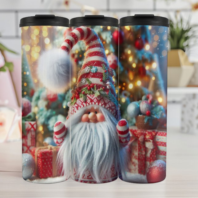 Red and White Striped Gnome Thermal Tumbler (Creator Uploaded)