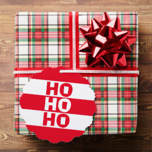 Red and White Striped “Ho Ho Ho” Ornament Card