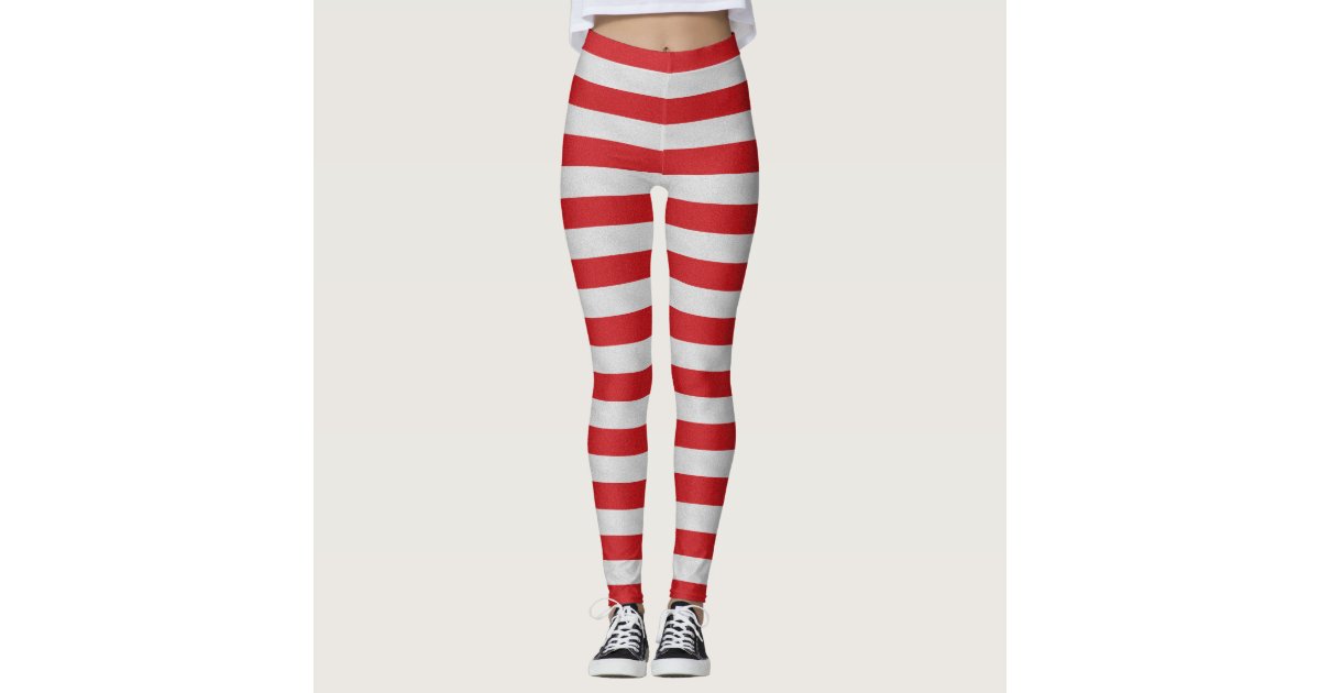 Red And White Striped Leggings | Zazzle