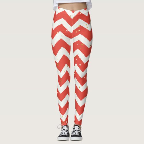 Red and White Striped Leggings
