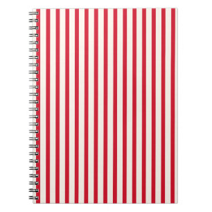 Red and White Striped Modern Christmas Stripe Notebook