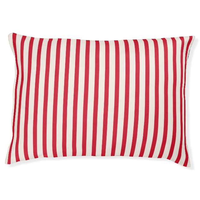 Red and White Striped Modern Christmas Stripe Pet Bed (Front)