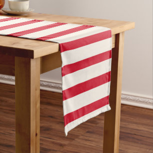 Red and White Striped Modern Christmas Stripe Short Table Runner