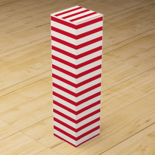 Red and White Striped Modern Christmas Stripe Wine Box