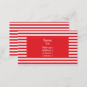 Red and White Striped Pattern Business Card (Front/Back)