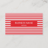 Red and White Striped Pattern Business Card (Back)