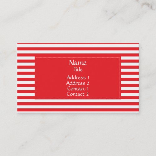 Red and White Striped Pattern Business Card