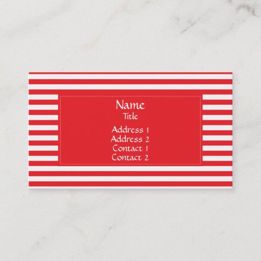 Customizable Red and White Striped Pattern Business Card