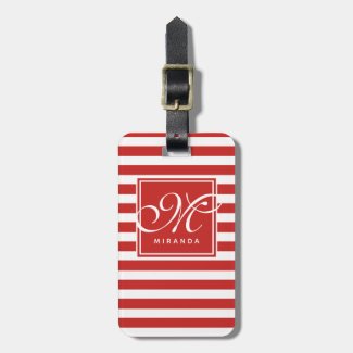 Red and White Striped Pattern - Monogram