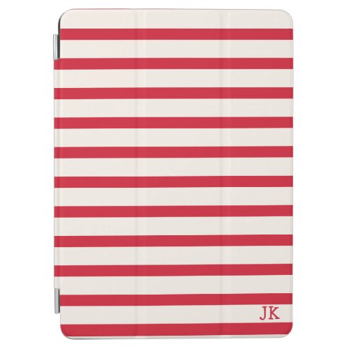 Red and White Striped Personalized Initials iPad Air Cover