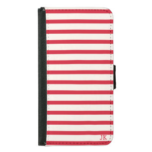 Red and White Striped Personalized Initials Samsung Galaxy S5 Wallet Case