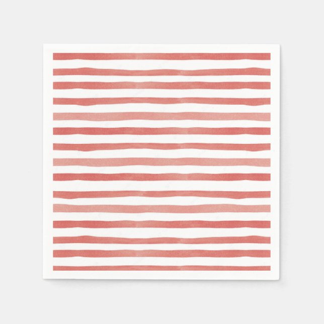 Red and White Striped Pirate Birthday Napkins (Front)