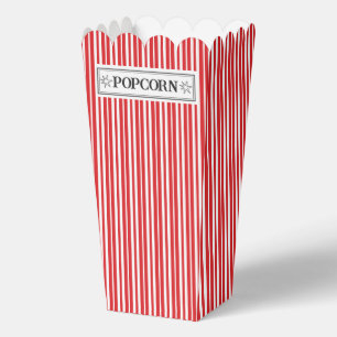 Red and White Striped Popcorn Favor Box