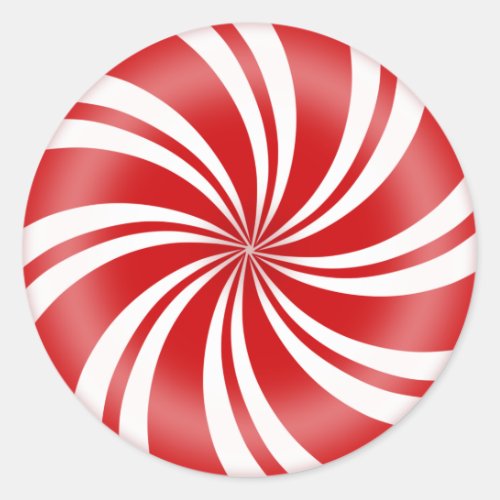 Red and White Striped Round Peppermint Candy Classic Round Sticker